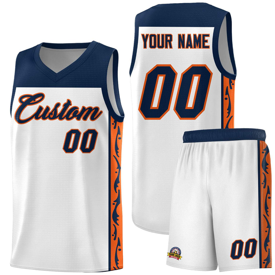 Custom White Side Pattern Sports Uniform Basketball Jersey | BuyFootballJersey