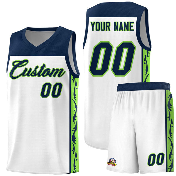 Custom White Side Pattern Sports Uniform Basketball Jersey | BuyFootballJersey