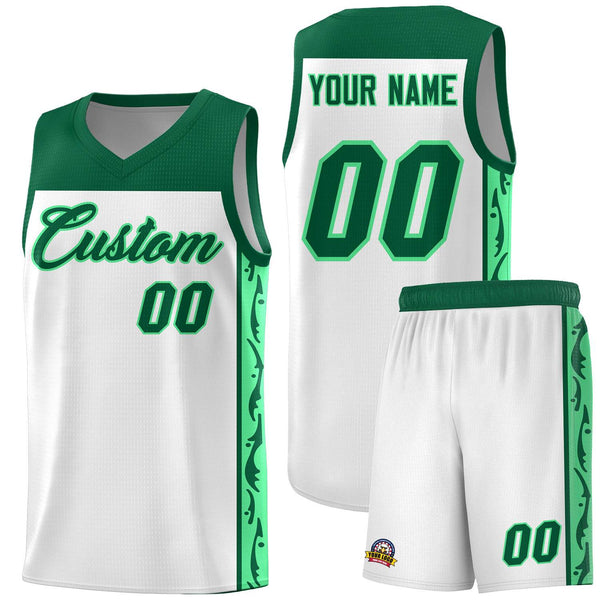 Custom White Side Pattern Sports Uniform Basketball Jersey | BuyFootballJersey