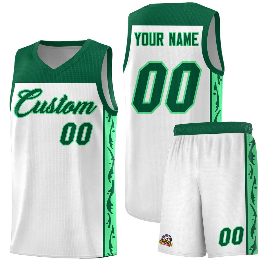 Custom White Side Pattern Sports Uniform Basketball Jersey | BuyFootballJersey