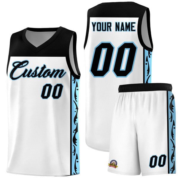 Custom White Side Pattern Sports Uniform Basketball Jersey | BuyFootballJersey
