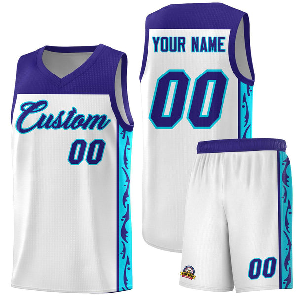 Custom White Side Pattern Sports Uniform Basketball Jersey | BuyFootballJersey