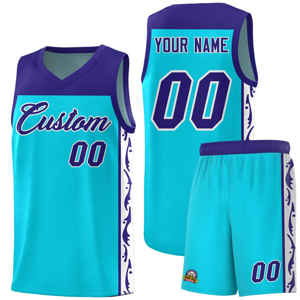 Custom Sky Blue Side Pattern Sports Uniform Basketball Jersey | BuyFootballJersey