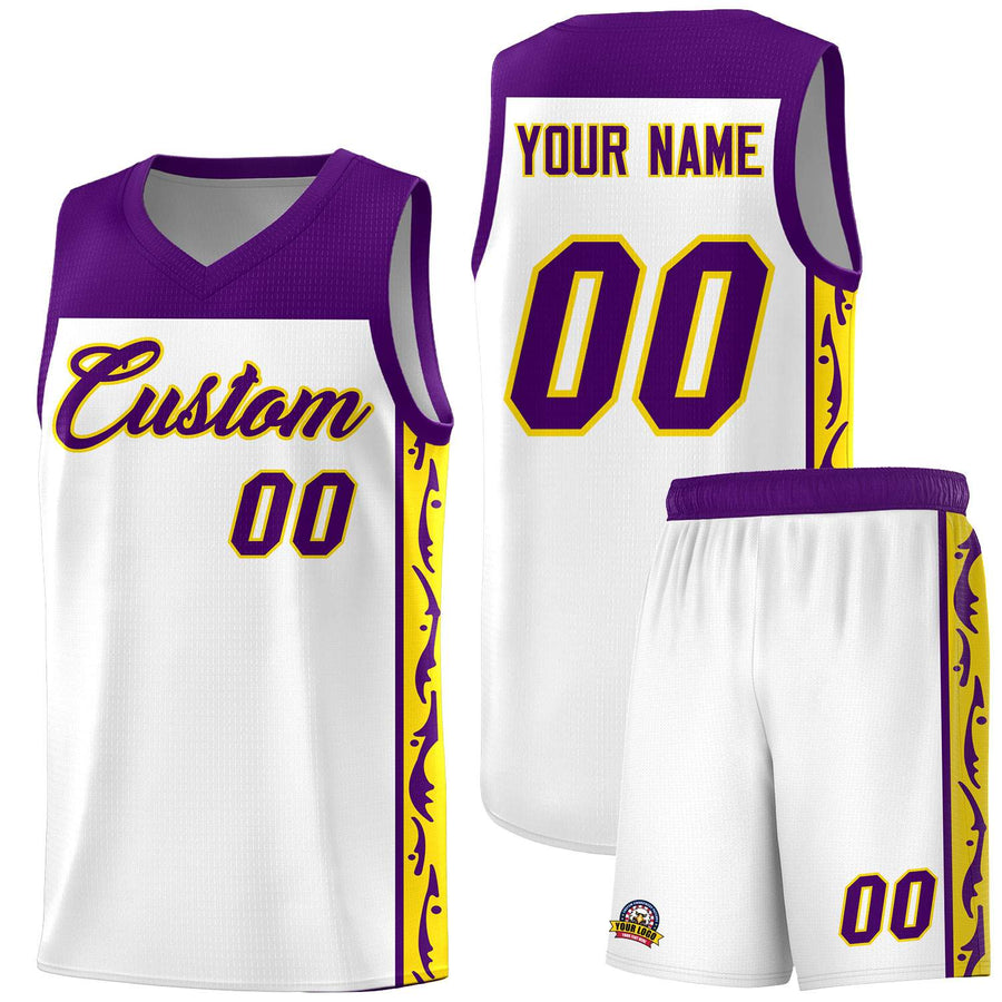 Custom White Side Pattern Sports Uniform Basketball Jersey | BuyFootballJersey