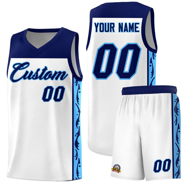 Custom White Side Pattern Sports Uniform Basketball Jersey | BuyFootballJersey