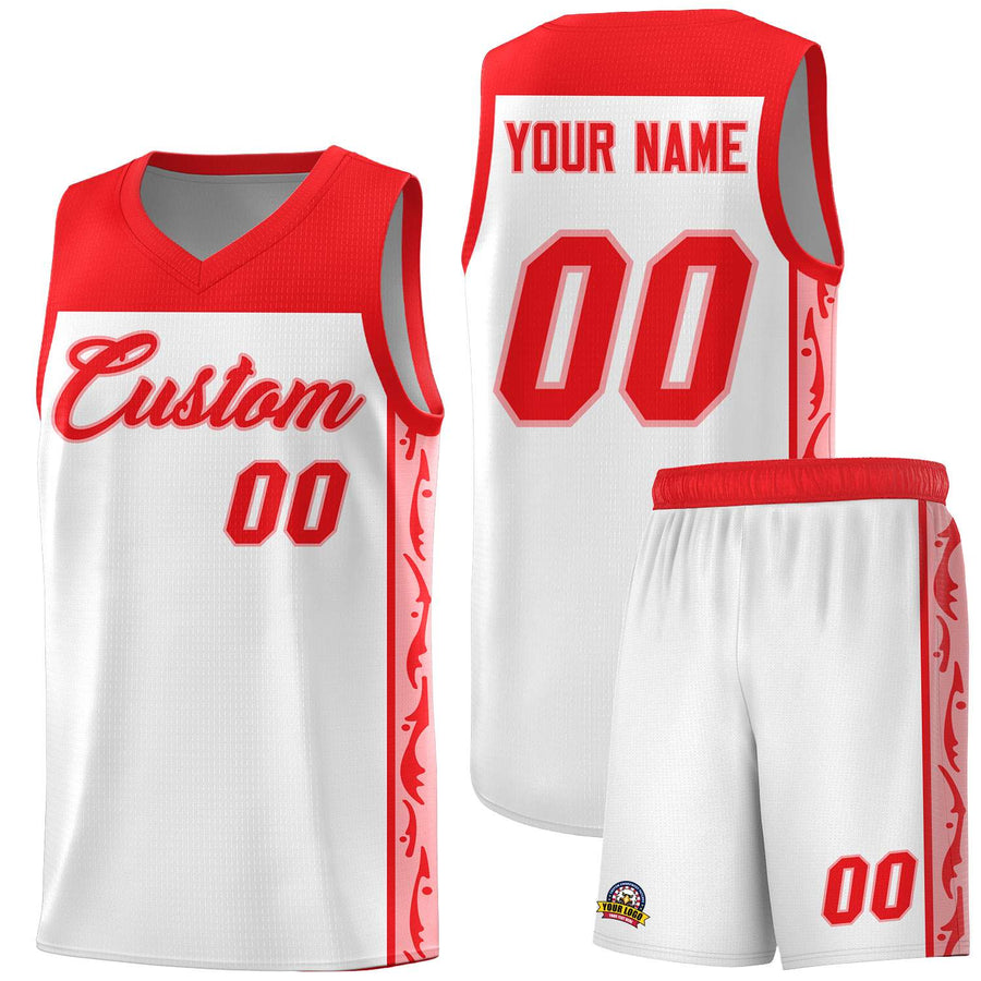 Custom White Side Pattern Sports Uniform Basketball Jersey | BuyFootballJersey