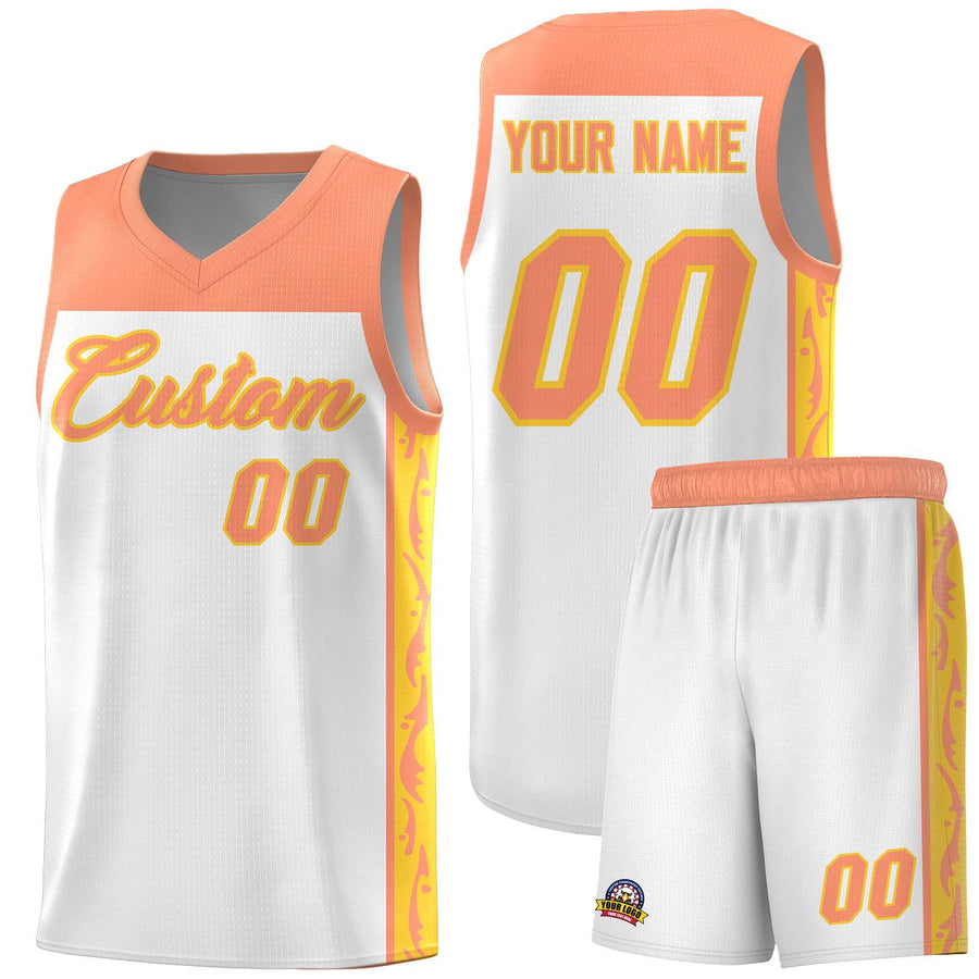 Custom White Side Pattern Sports Uniform Basketball Jersey | BuyFootballJersey