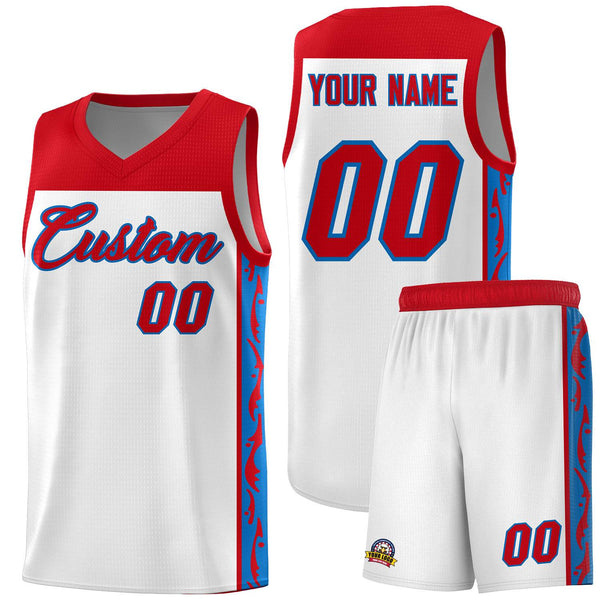 Custom White Side Pattern Sports Uniform Basketball Jersey | BuyFootballJersey