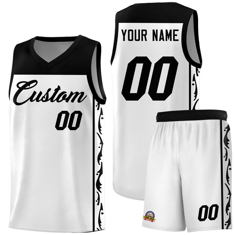 Custom White Side Pattern Sports Uniform Basketball Jersey | BuyFootballJersey