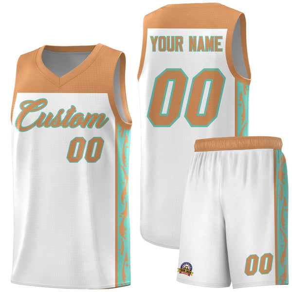 Custom White Side Pattern Sports Uniform Basketball Jersey | BuyFootballJersey