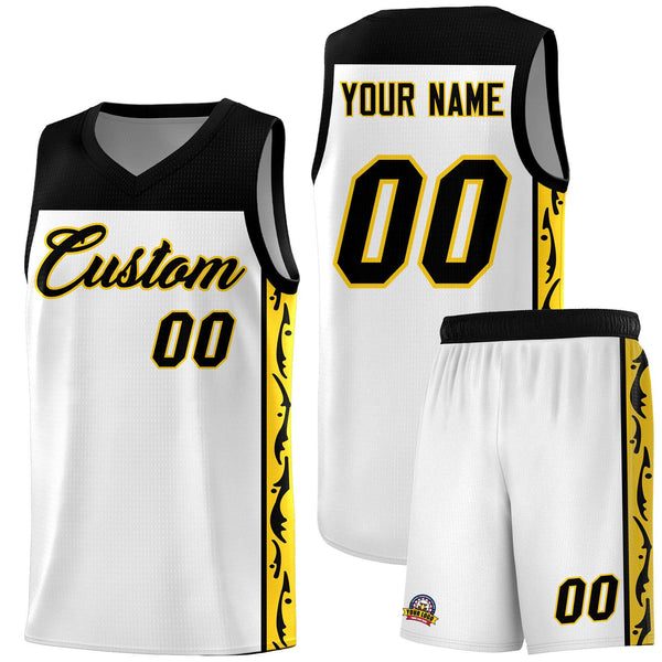 Custom White Side Pattern Sports Uniform Basketball Jersey | BuyFootballJersey