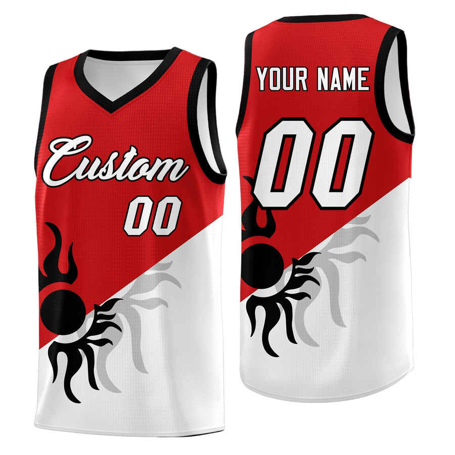 Custom Red White Sunburst Design Two Tone Lightweight Uniform Basketball Jersey | BuyFootballJersey