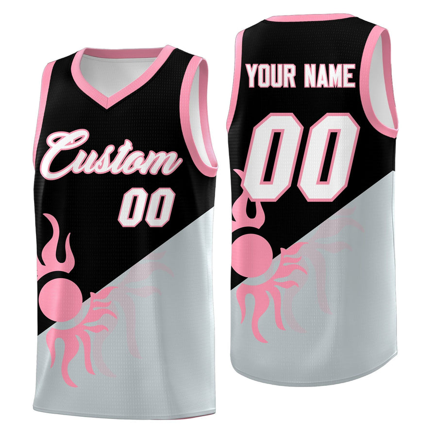 Custom Black Silver Radiant Sun Design Two Tone Lightweight Uniform Basketball Jersey | BuyFootballJersey
