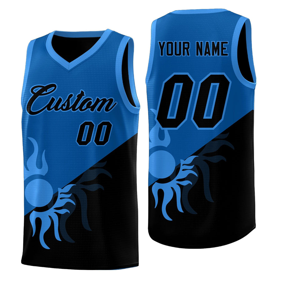 Custom Royal Black Radiant Sun Design Two Tone Breathable Uniform Basketball Jersey | BuyFootballJersey