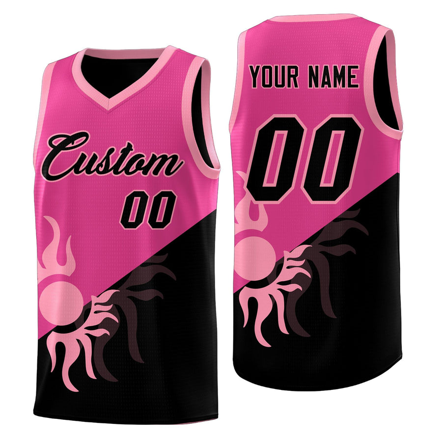 Custom Rose Red Black Radiant Sun Design Two Tone Lightweight Uniform Basketball Jersey | BuyFootballJersey