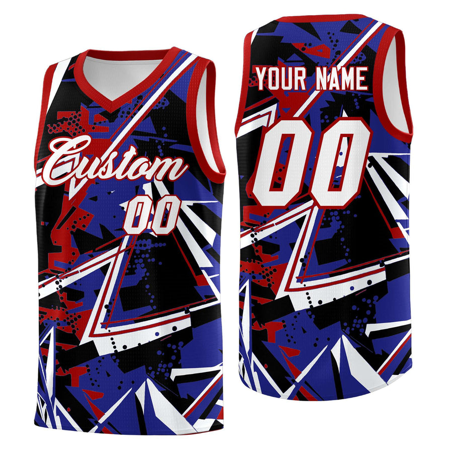 Custom Royal Red Abstract Graffiti Graphic Quick-Drying Uniform Basketball Jersey | BuyFootballJersey