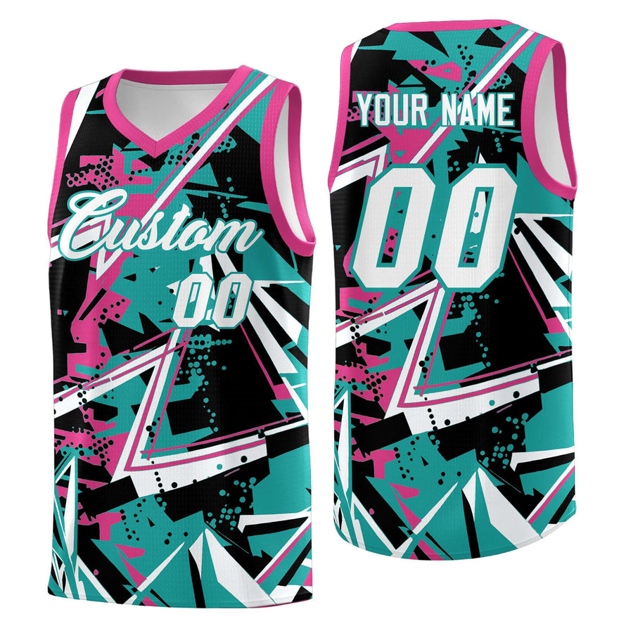 Custom Aqua Rose Red Abstract Graffiti Graphic Quick-Drying Uniform Basketball Jersey | BuyFootballJersey