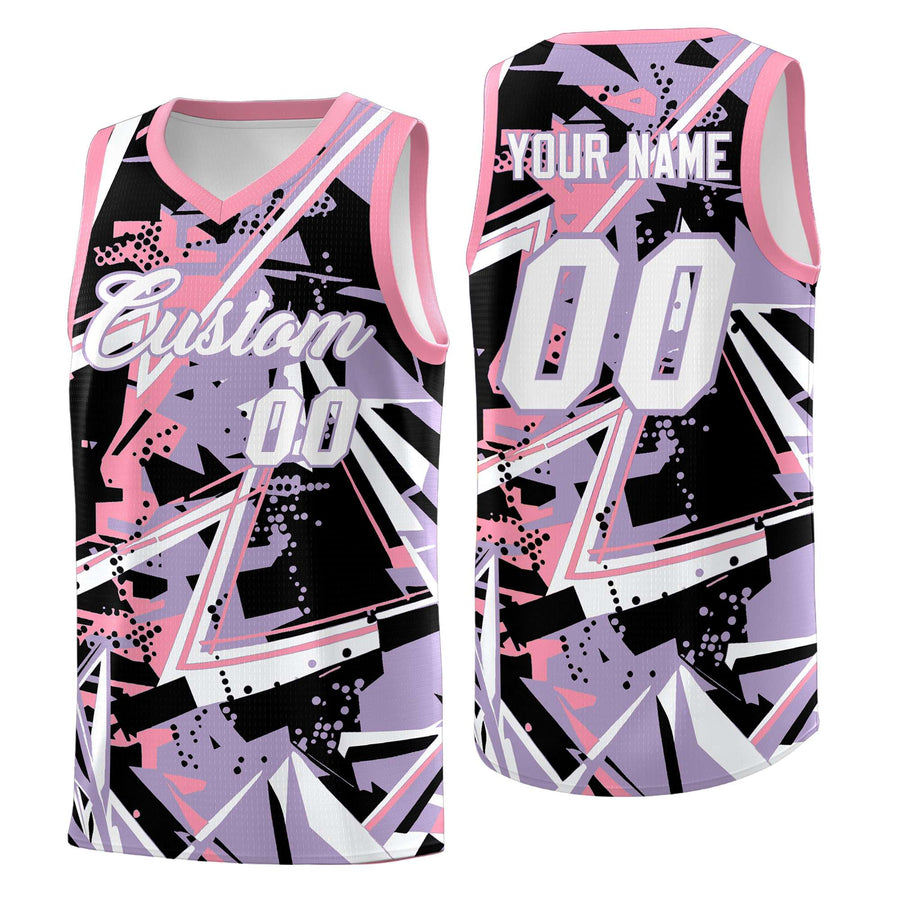 Custom Light Purple Pink Abstract Graffiti Design Lightweight Uniform Basketball Jersey | BuyFootballJersey