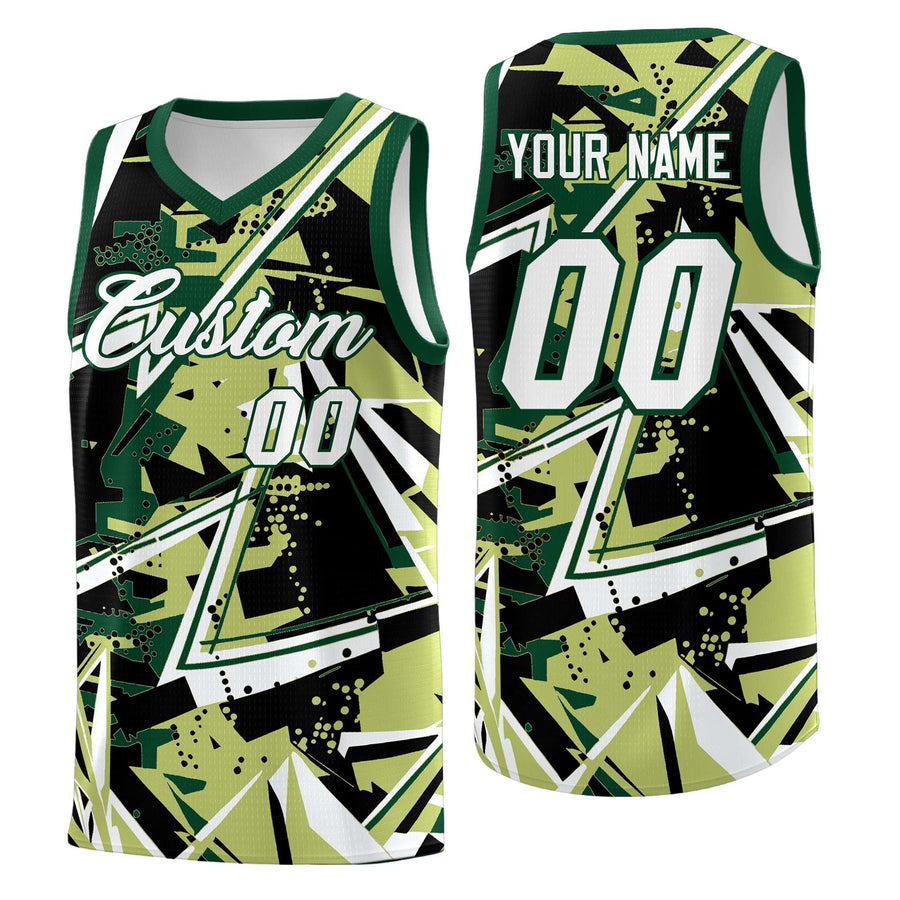 Custom Champagne Kelly Green Abstract Graffiti Graphic Quick-Drying Uniform Basketball Jersey | BuyFootballJersey