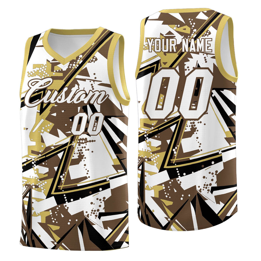 Custom Light Brown Old Gold Abstract Graffiti Design Lightweight Uniform Basketball Jersey | BuyFootballJersey
