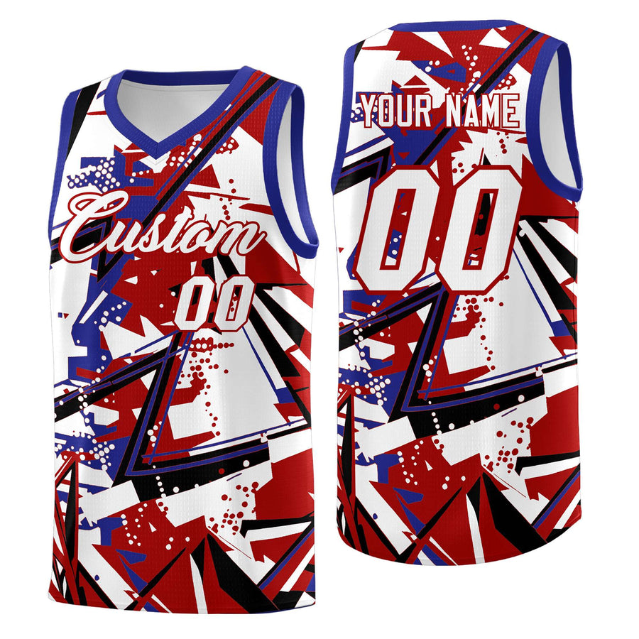 Custom Red Royal Abstract Graffiti Design Breathable Uniform Basketball Jersey | BuyFootballJersey