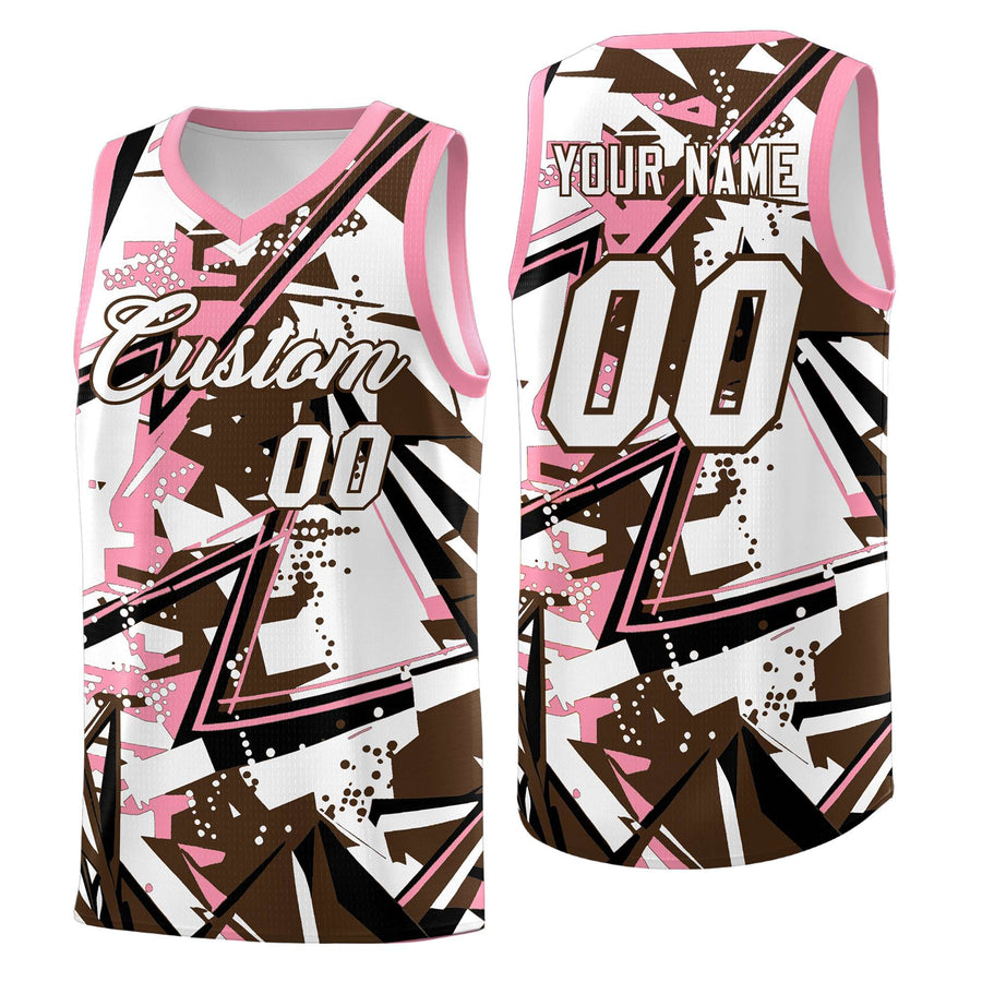Custom Brown Light Pink Abstract Graffiti Graphic Quick-Drying Uniform Basketball Jersey | BuyFootballJersey