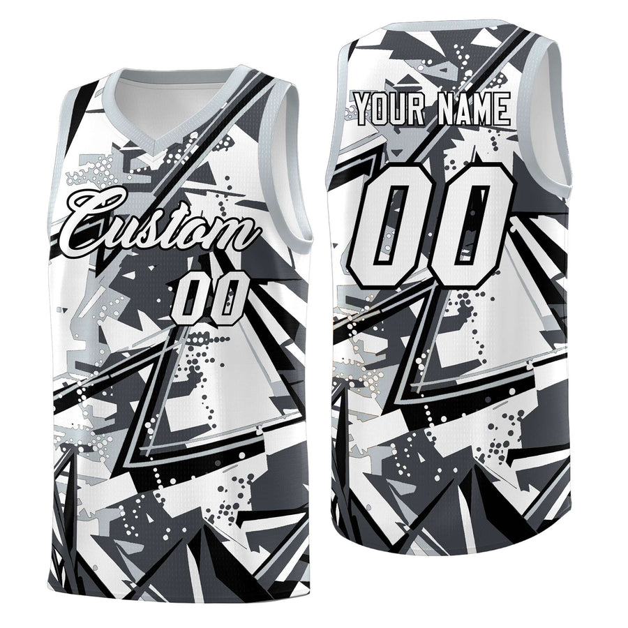 Custom Gray Silver Abstract Graffiti Design Lightweight Uniform Basketball Jersey | BuyFootballJersey