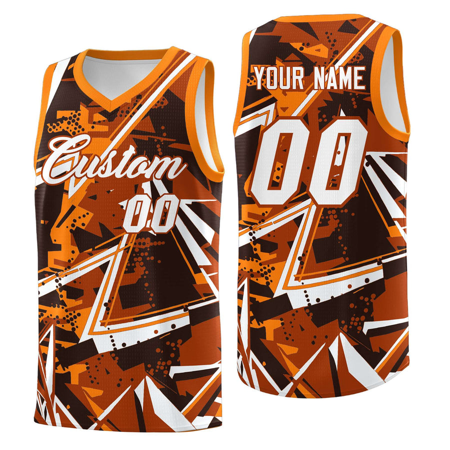Custom Dark Orange Orange Abstract Graffiti Graphic Wrinkle-Resistant Uniform Basketball Jersey | BuyFootballJersey