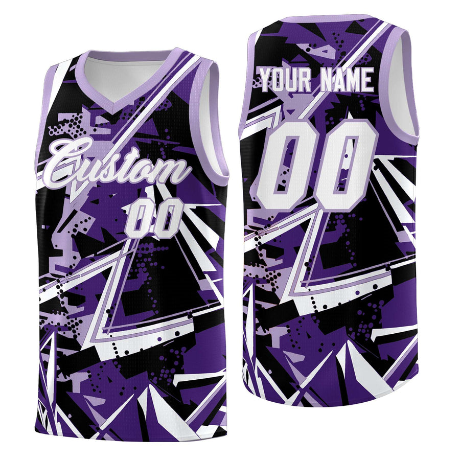Custom Purple Light Purple Abstract Graffiti Design Drapable Uniform Basketball Jersey | BuyFootballJersey