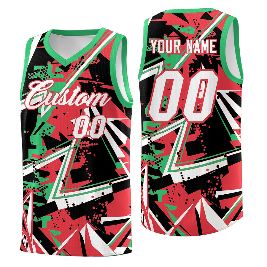 Custom Light Red Green Abstract Graffiti Graphic Quick-Drying Uniform Basketball Jersey | BuyFootballJersey