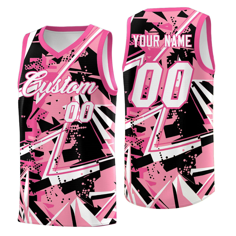 Custom Light Pink Rose Red Abstract Graffiti Design Lightweight Uniform Basketball Jersey | BuyFootballJersey