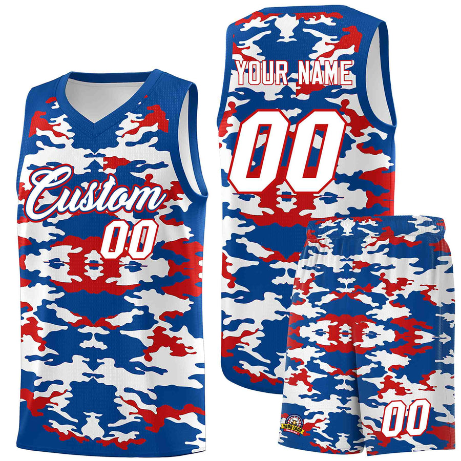Custom Royal Red-White Personalized Camo Sets Sports Uniform Basketball Jersey | BuyFootballJersey