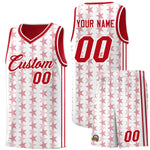 Custom White Red Star Graffiti Pattern Sets Sports Uniform Basketball Jersey | BuyFootballJersey
