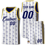 Custom White Navy Star Graffiti Pattern Sets Sports Uniform Basketball Jersey | BuyFootballJersey