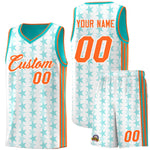 Custom White Aqua Star Graffiti Pattern Sets Sports Uniform Basketball Jersey | BuyFootballJersey