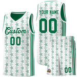 Custom White Kelly Green Star Graffiti Pattern Sets Sports Uniform Basketball Jersey | BuyFootballJersey