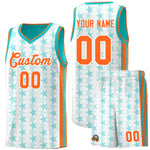 Custom White Aqua Star Graffiti Pattern Sets Sports Uniform Basketball Jersey | BuyFootballJersey