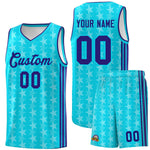 Custom Sky Blue White Star Graffiti Pattern Sets Sports Uniform Basketball Jersey | BuyFootballJersey
