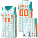 Custom White Aqua Star Graffiti Pattern Sets Sports Uniform Basketball Jersey | BuyFootballJersey