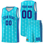 Custom Sky Blue White Star Graffiti Pattern Sets Sports Uniform Basketball Jersey | BuyFootballJersey