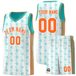Custom White Aqua Star Graffiti Pattern Sets Sports Uniform Basketball Jersey | BuyFootballJersey
