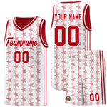 Custom White Red Star Graffiti Pattern Sets Sports Uniform Basketball Jersey | BuyFootballJersey
