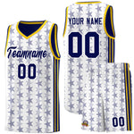 Custom White Navy Star Graffiti Pattern Sets Sports Uniform Basketball Jersey | BuyFootballJersey