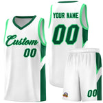 Custom White Kelly Green Side Design Sets Sports Uniform Basketball Jersey | BuyFootballJersey