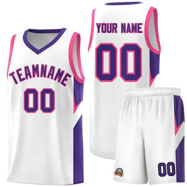 Custom White Purple Side Design Sets Sports Uniform Basketball Jersey | BuyFootballJersey