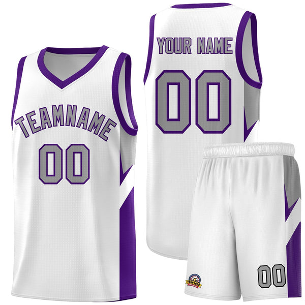 Custom White Purple Side Design Sets Sports Uniform Basketball Jersey | BuyFootballJersey
