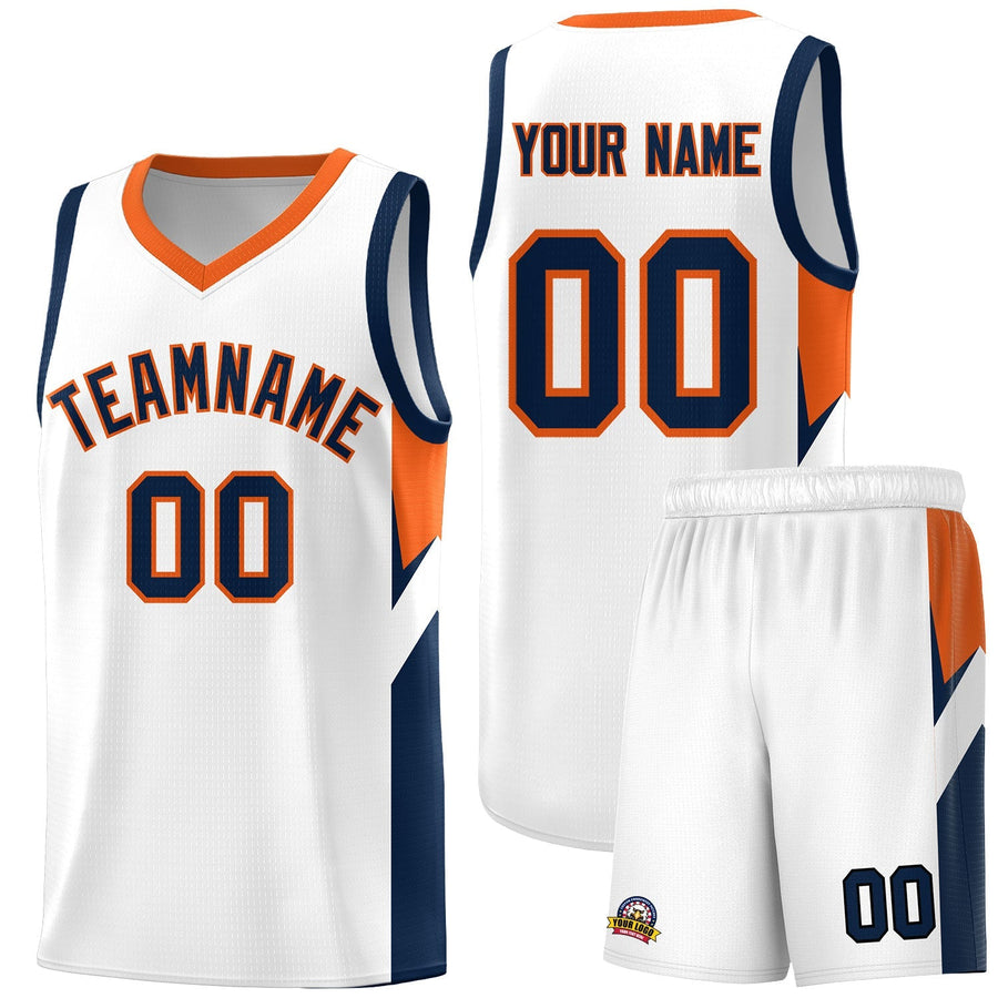 Custom White Orange Side Design Sets Sports Uniform Basketball Jersey | BuyFootballJersey
