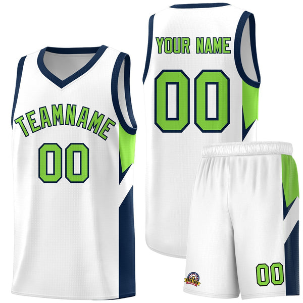 Custom White Navy Side Design Sets Sports Uniform Basketball Jersey | BuyFootballJersey