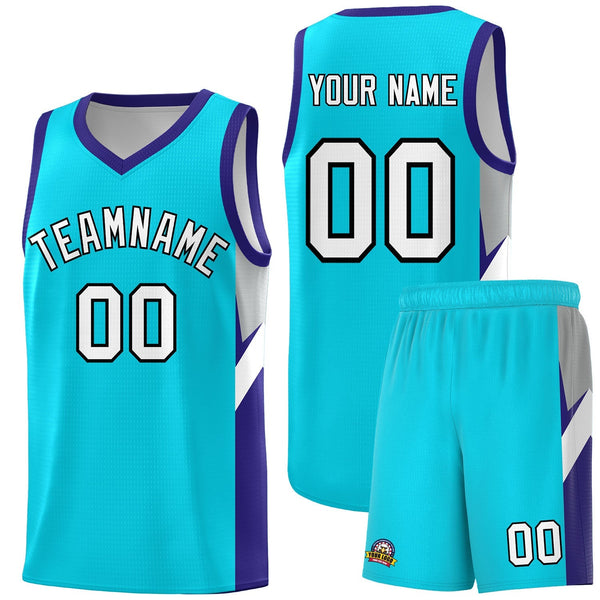 Custom Sky Blue Royal Side Design Sets Sports Uniform Basketball Jersey | BuyFootballJersey