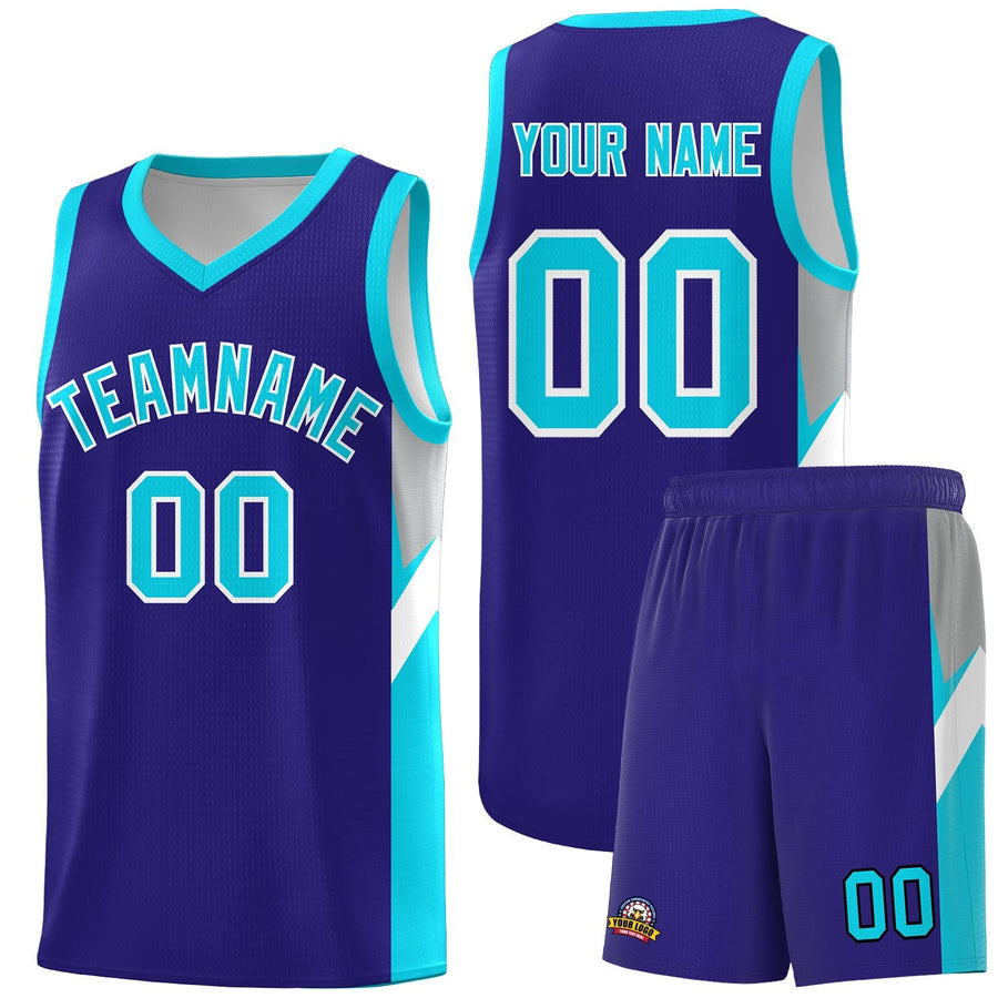 Custom Royal Sky Blue Side Design Sets Sports Uniform Basketball Jersey | BuyFootballJersey